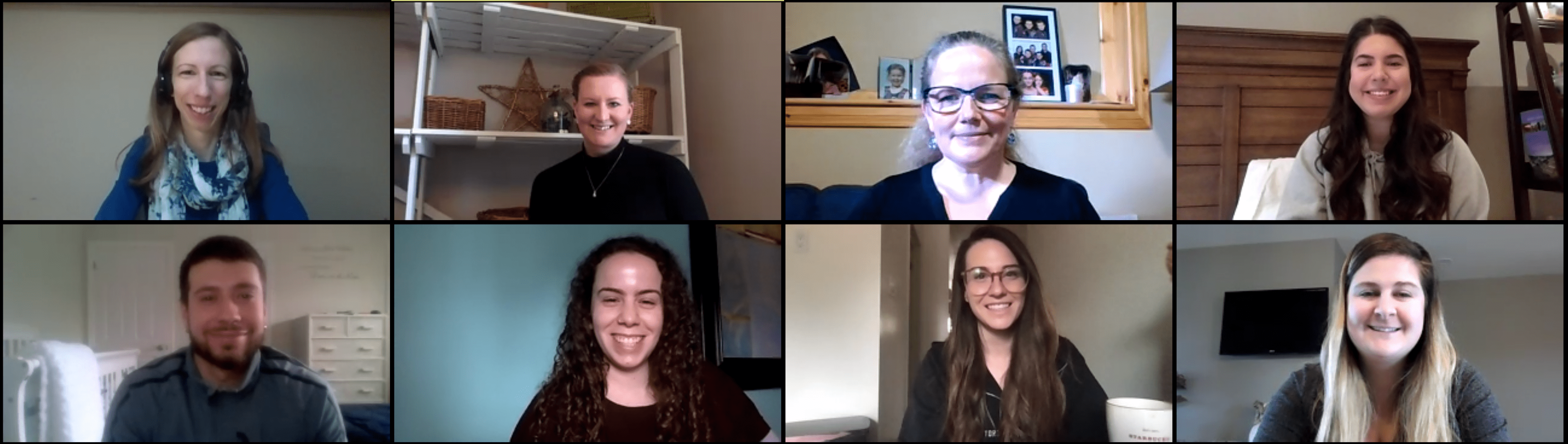 2020 teaching award recipients, smiling over Zoom from virtual ceremony