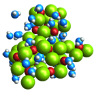 Simulation snapshot of NaCl nanocluster formed in Super-critical water