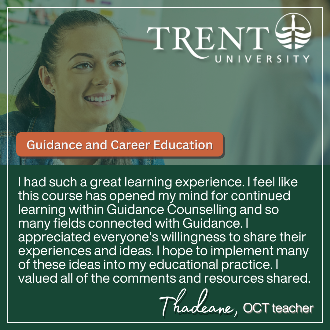 "Testimonial for Trent University's Guidance AQ course"