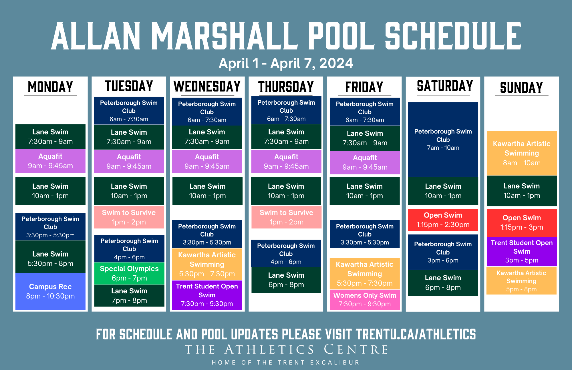 Allan Marshall Pool Schedule Athletics Trent University