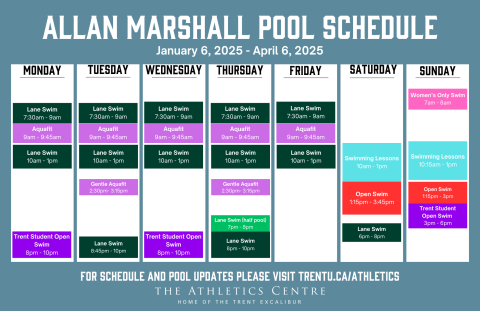 pool schedule January 6 - April 6, 2025