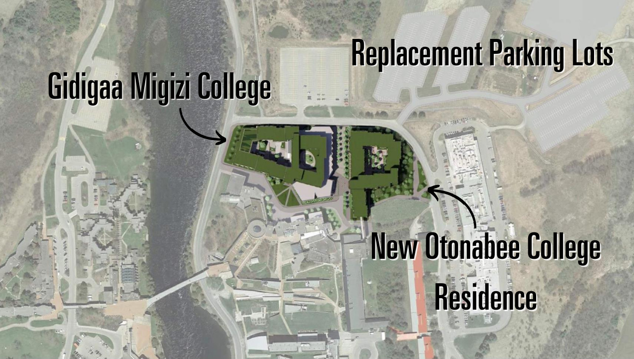 Map showing the locations of new construction projects and parking lots