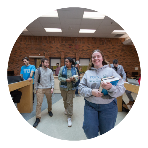 students in the library