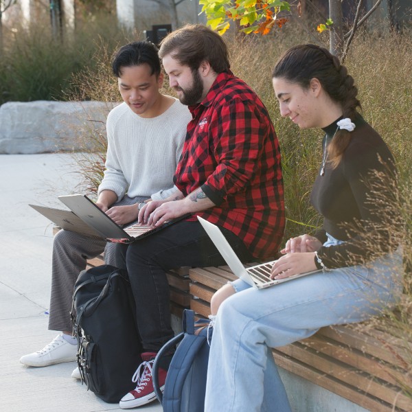 Three students studying together