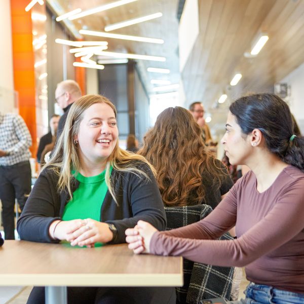 Student studying in the Trent Durham atrium