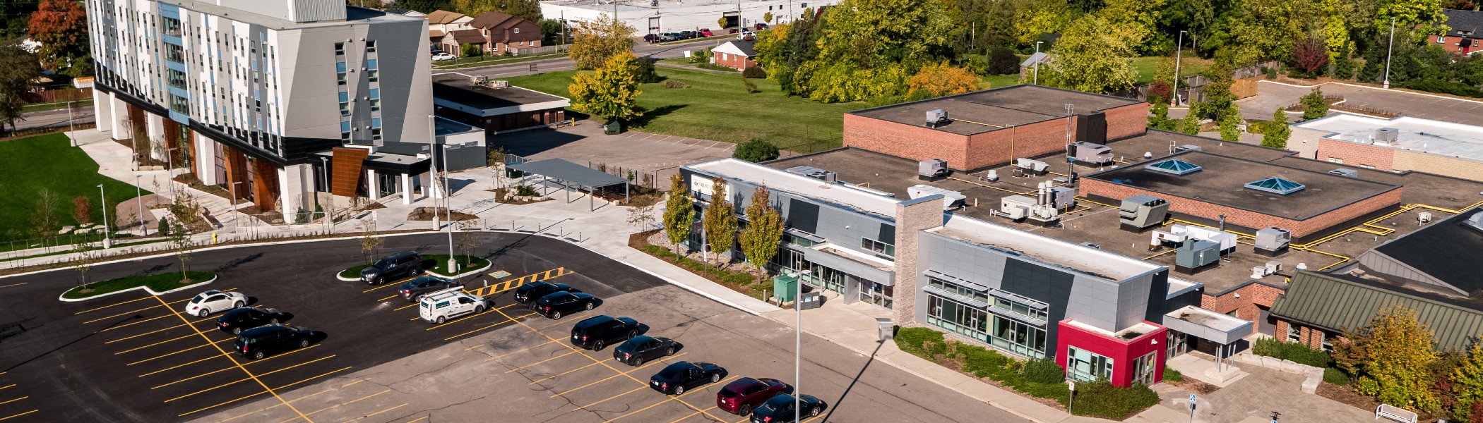 An overhead view of the Trent Durham campus