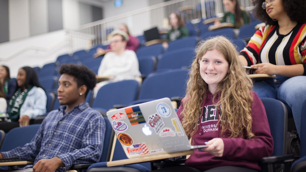 Students in a lecture hall at Trent Durham.