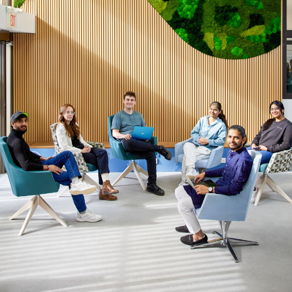 Students in conversation at the Trent Advanced Learning Centre