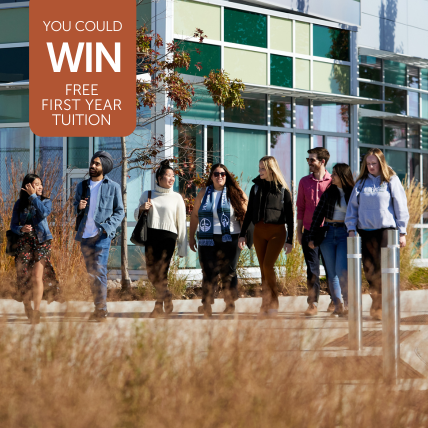 Students walking on the Trent Durham campus