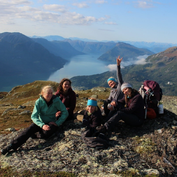 Group of Trent students on top of a mountain during study aboard trip.