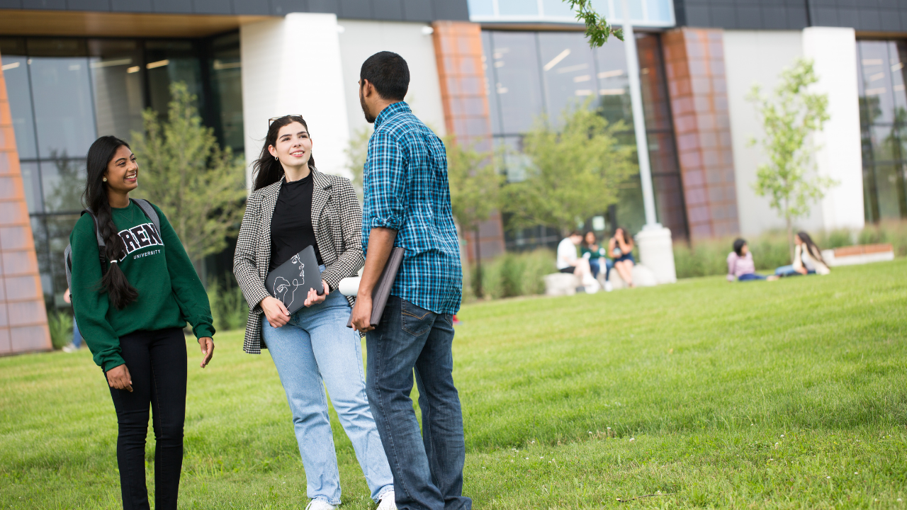 Students standing on the Trent Durham campus