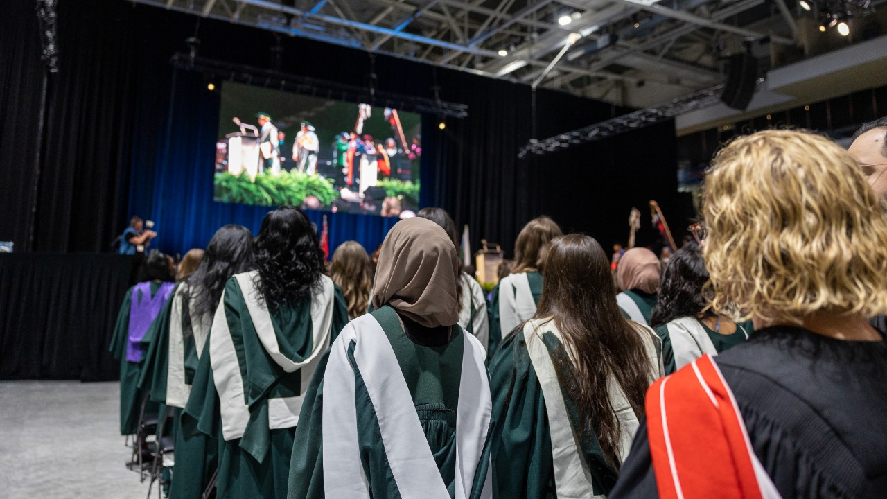 Students in the convocation hall during the ceremony