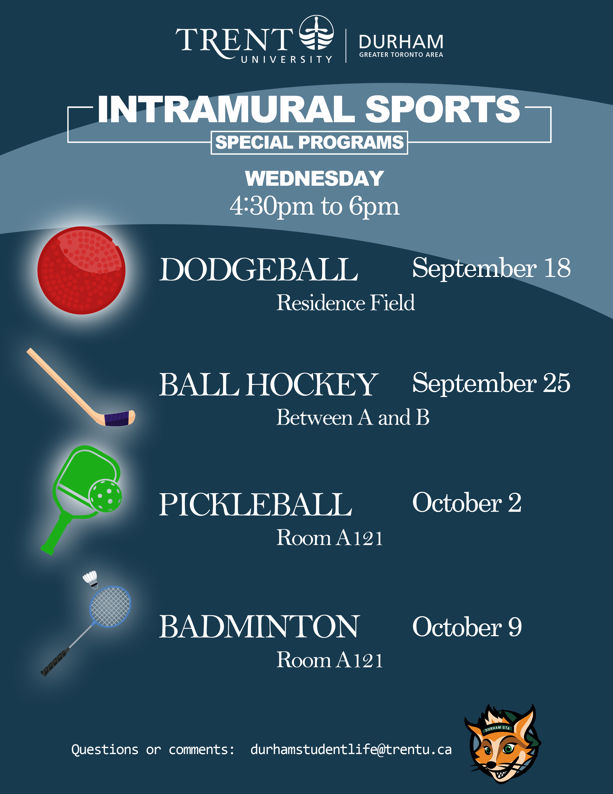 Schedule of Special Events for Intramural Sports