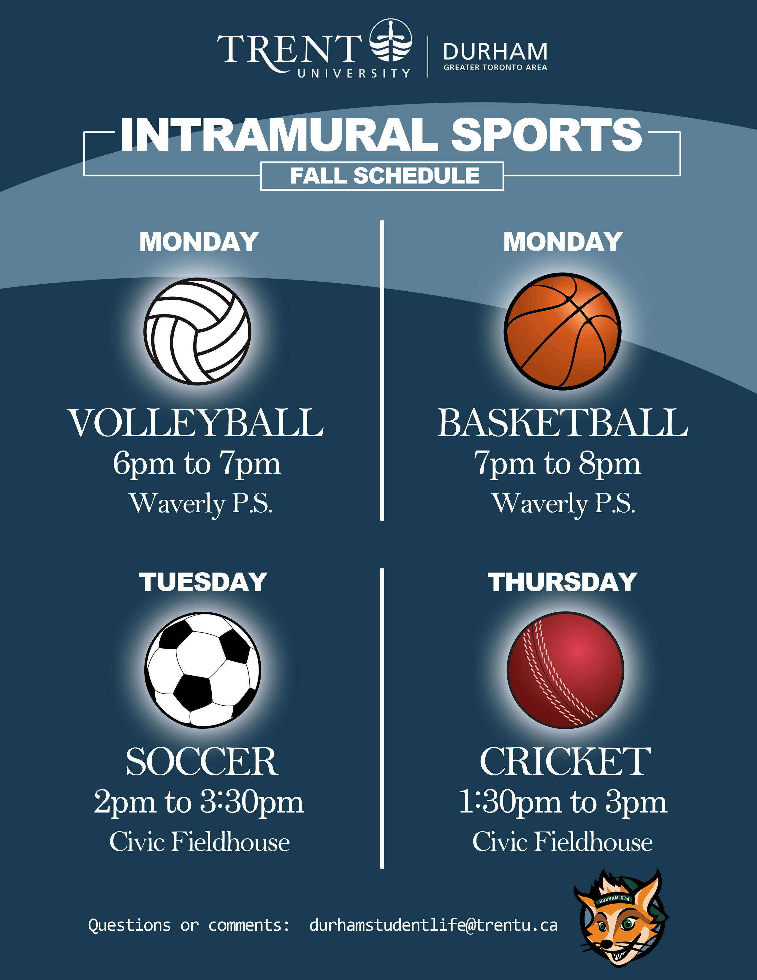 Schedule of Events for Intramural Sports