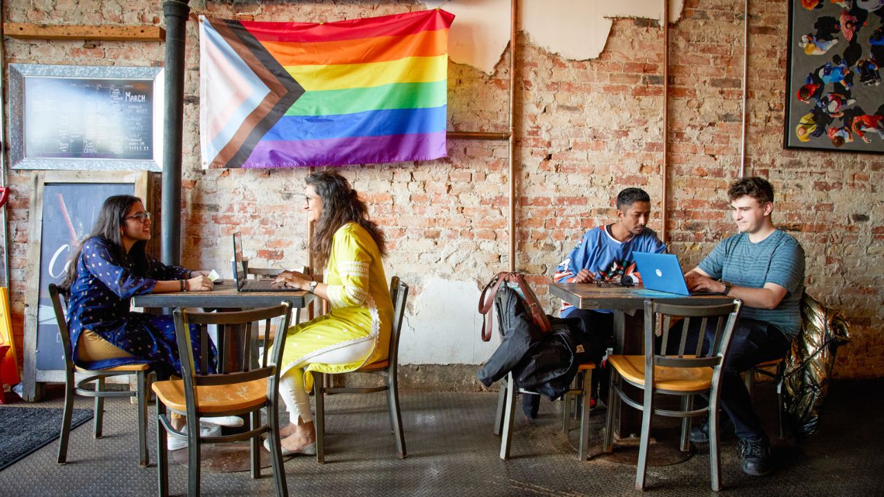 Students in a cafe