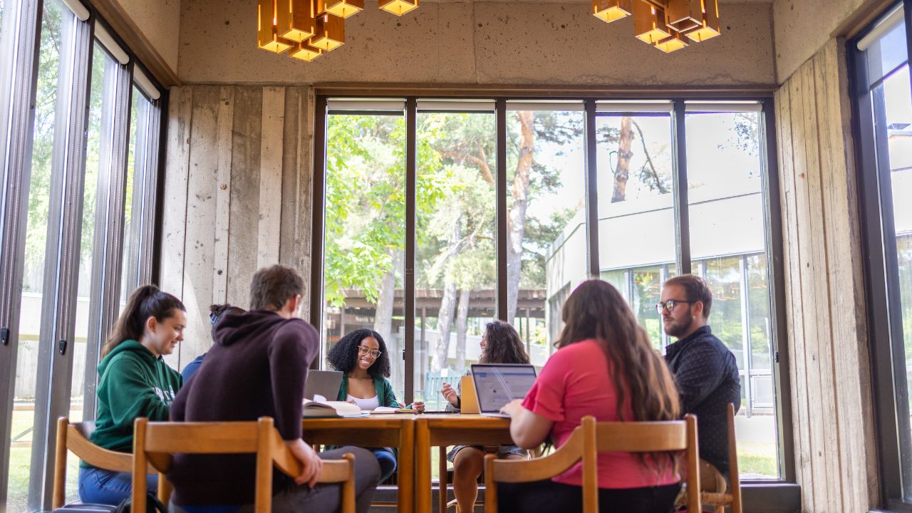 A group of students in the Lady Eaton dining hall