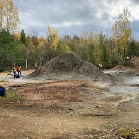 Trent University students surveying minerals and rocks.