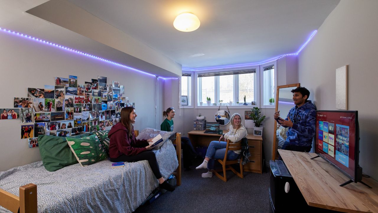 Students inside dorm room