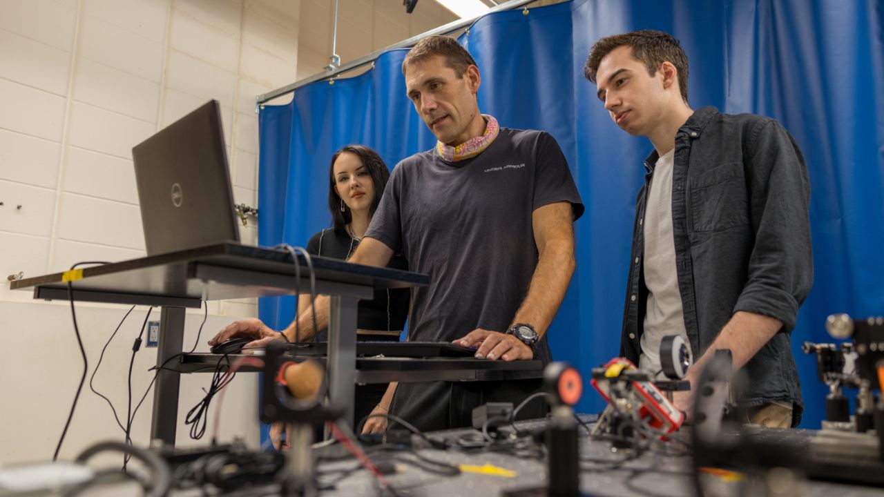 Students working on equipment