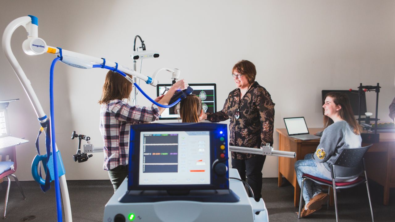 Student practicing in a medical suite