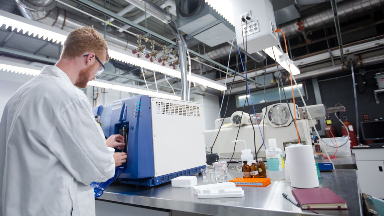 A student working in a lab