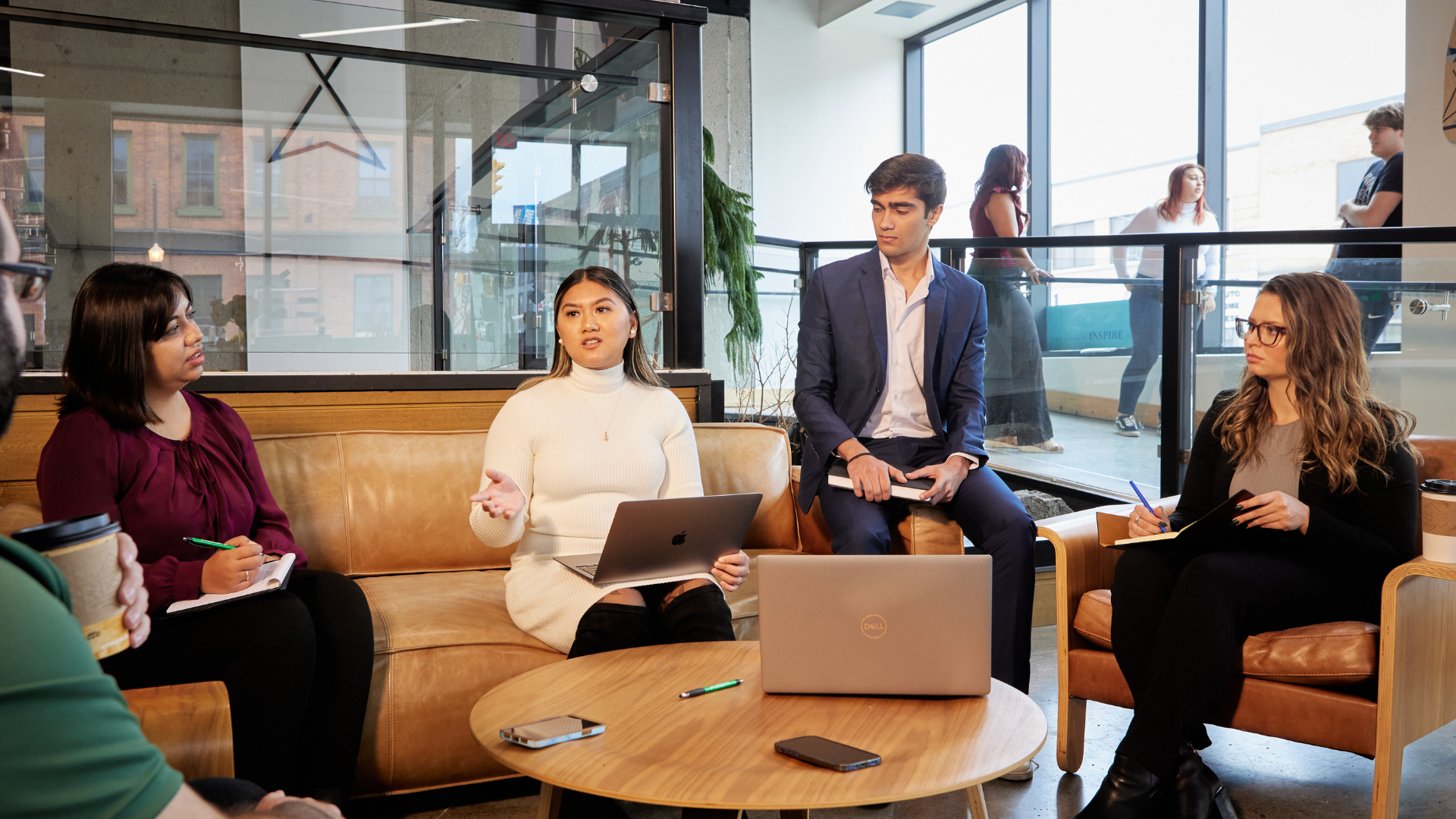 Business co-op students at a placement.