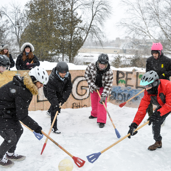 Students play recreation sport.