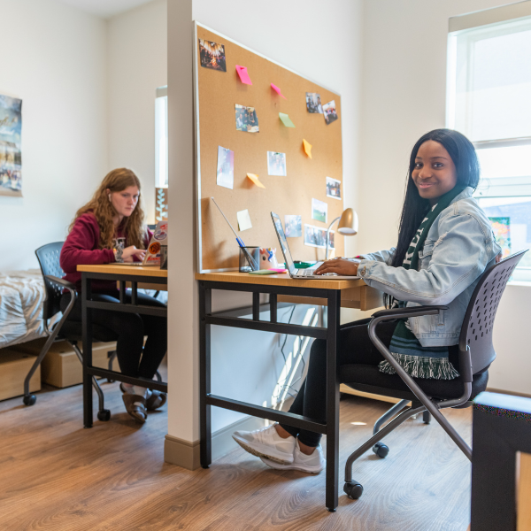 Students in Durham Residence room.