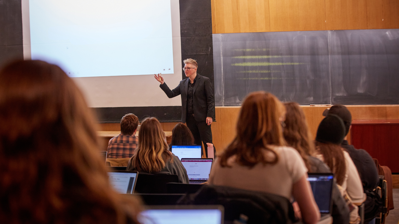 Professor teaching lecture.