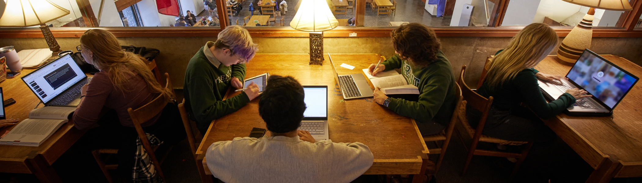 Group of Trent students studying in Champlain College.