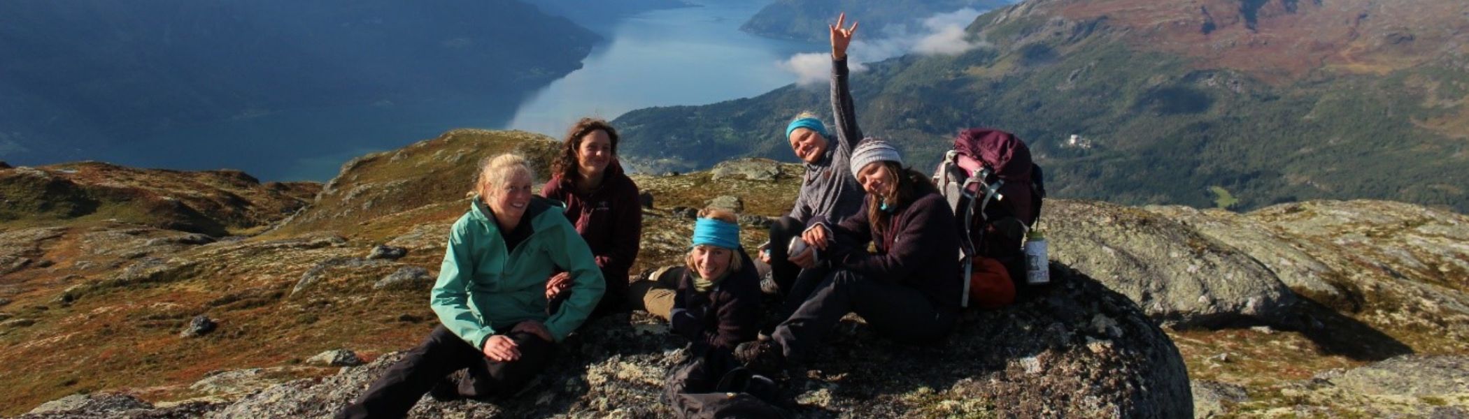 Students abroad on a mountain top