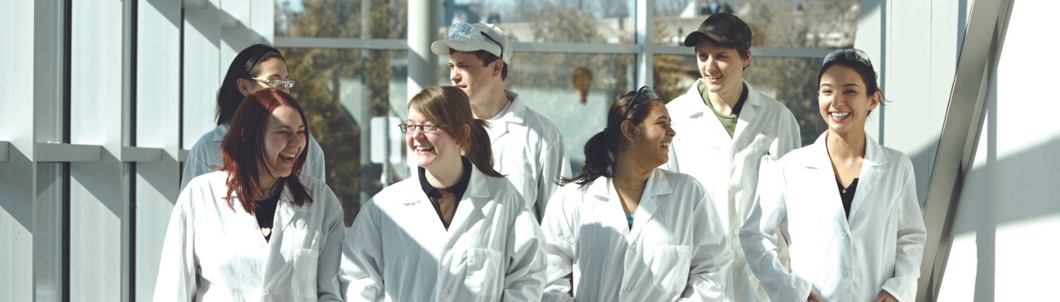 A group of students in lab coats