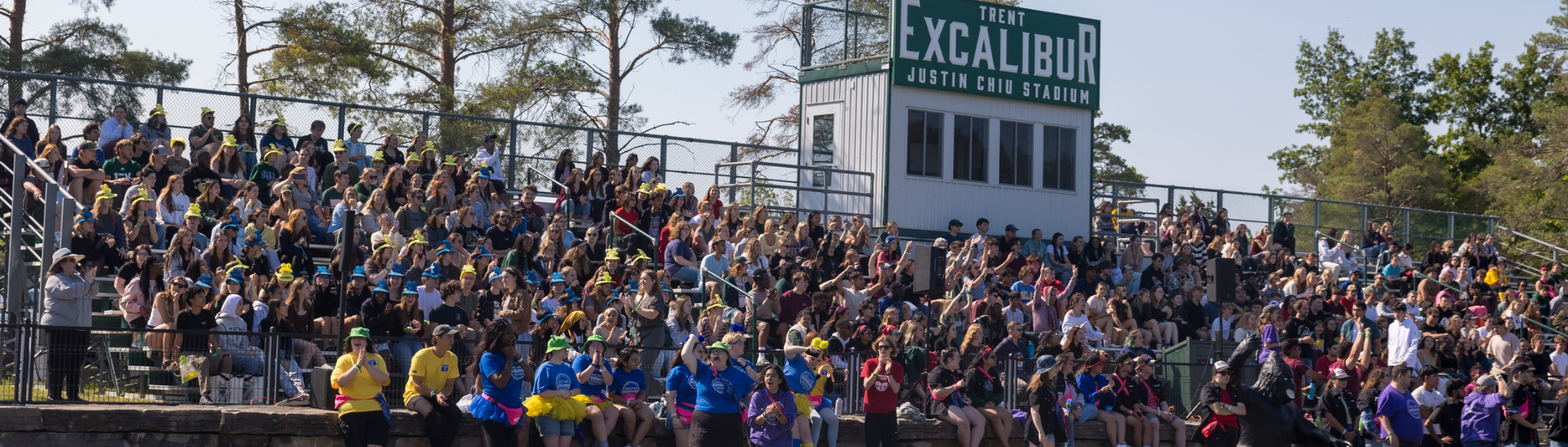 Trent's Justin Chiu stadium full of students cheering.