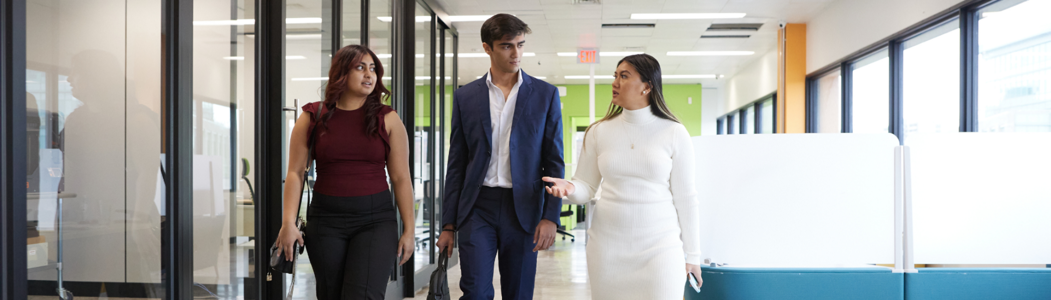 Business co-op students at a placement.