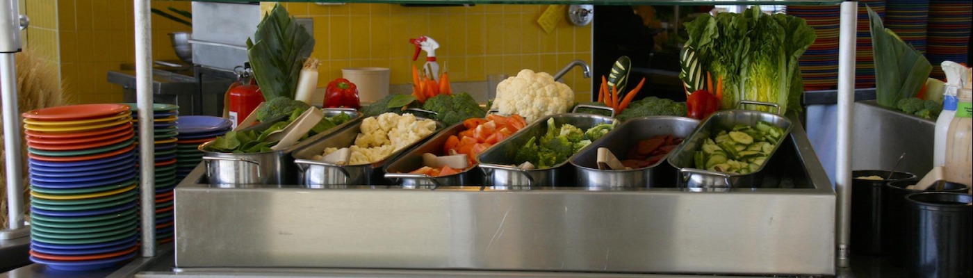 A vegetable station in the cafe