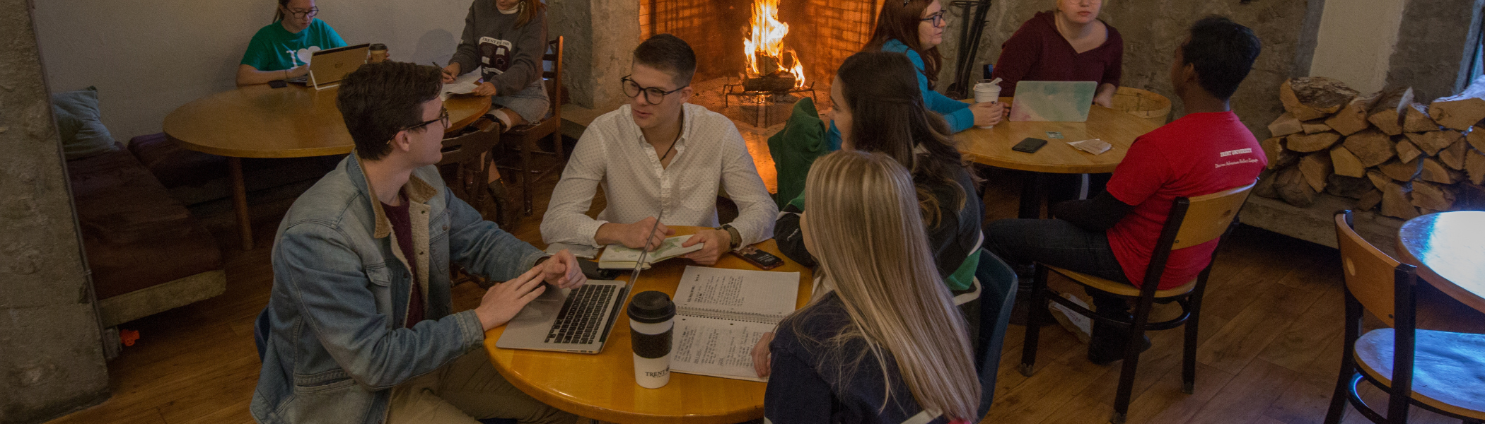 Group of students in dining room.