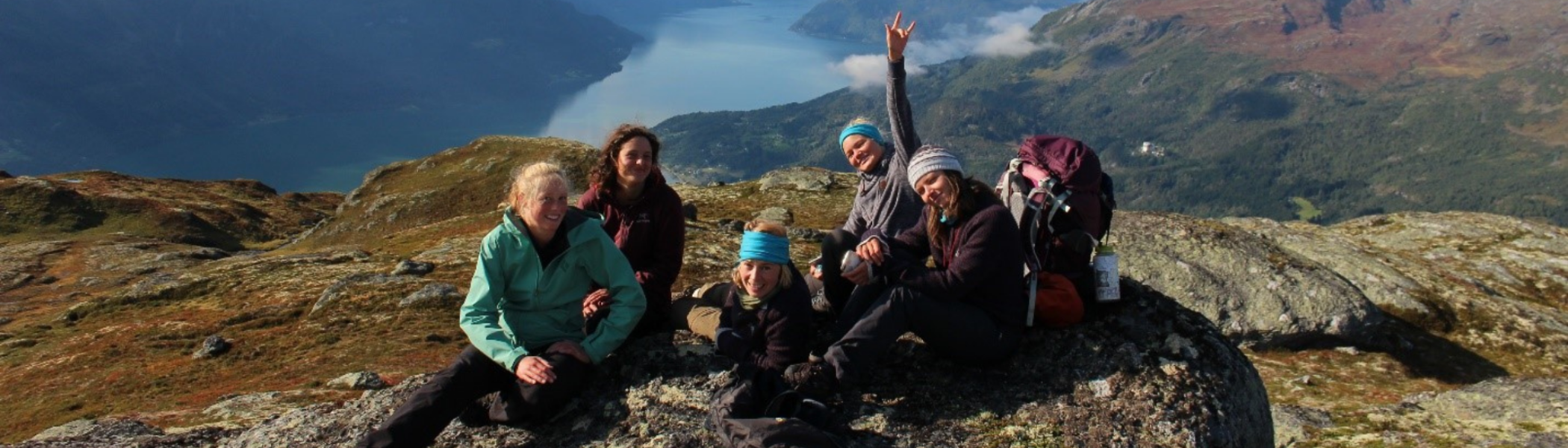 Students on mountain on study aboard trip. 