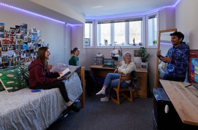 Students in a residence room