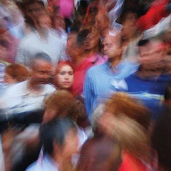 Blurred image of a crowd of people