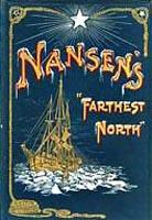 Cover of a book called Nansen's "Farthest North" with a picture of a boat on it