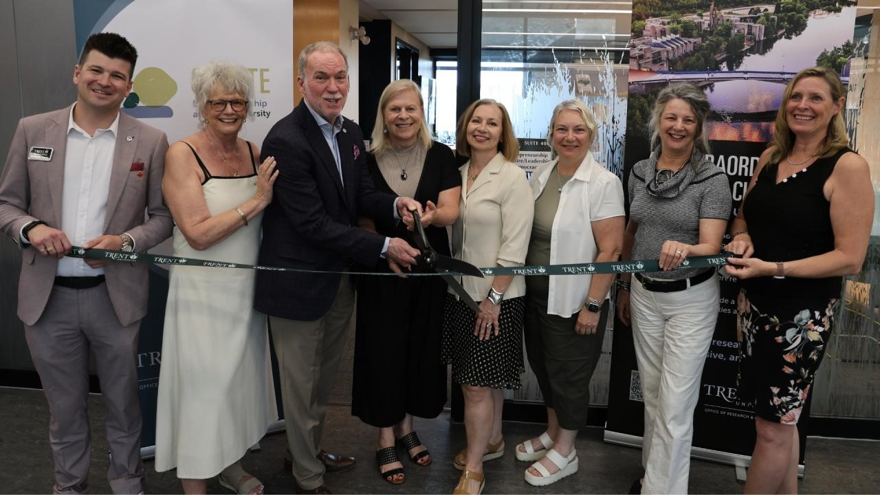 Create Centre for Entrepreneurship Opens with supporters from the Office of Research and Innovation, Momentous Campaign and the Create Advisory Board, cutting ribon