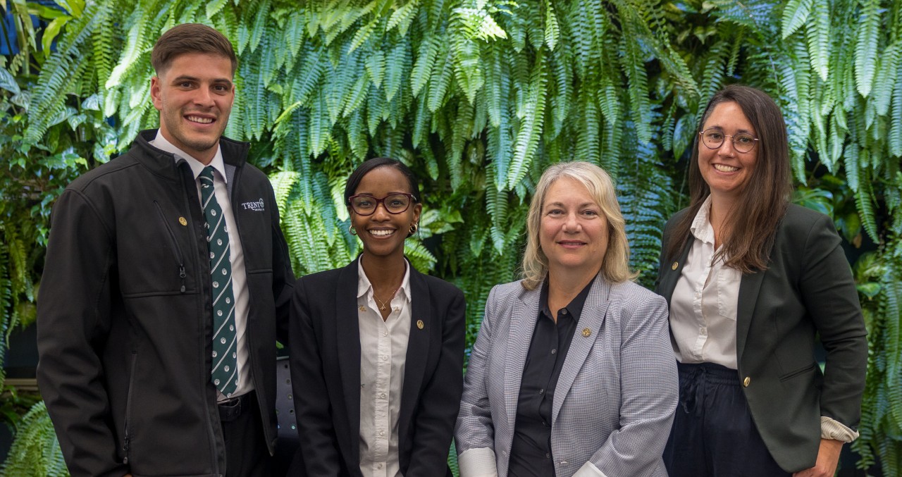 President Cathy Bruce (second from the right) with the President's Office team Nicholas Koehler-Grassau, Ngina Kibathi, and Emma Wright (l-r).