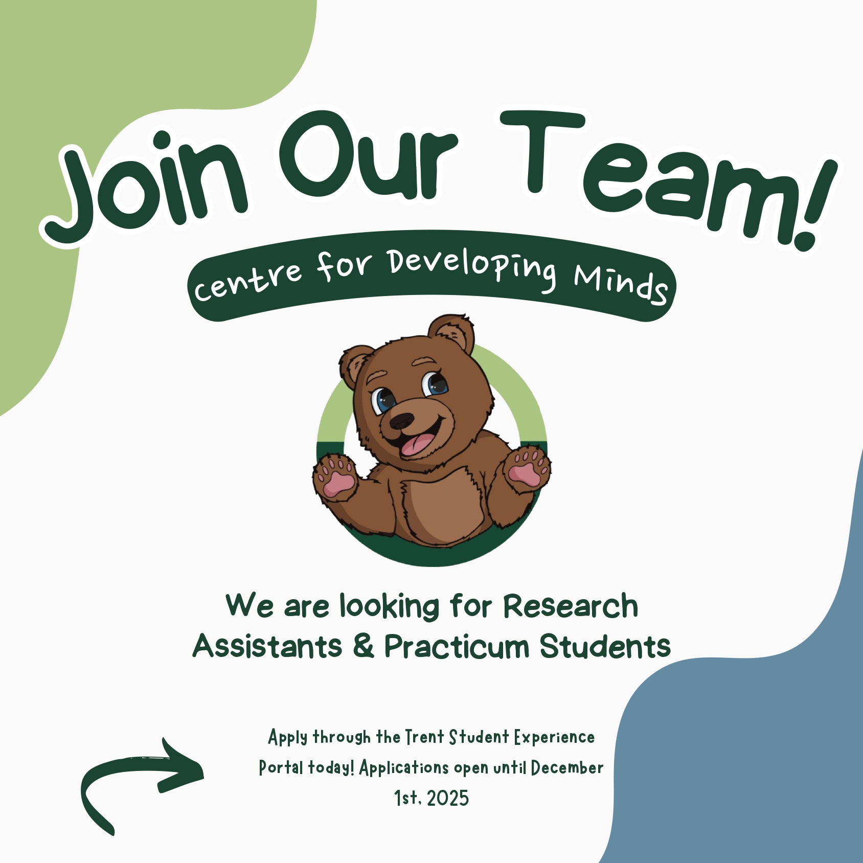 Join our team! We are looking for Research Assistants and Practicum Students for the Centre for Developing Minds