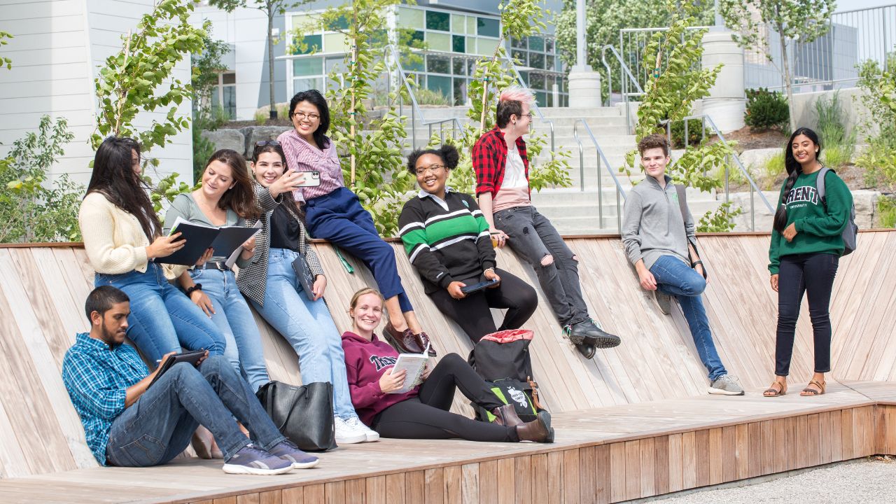 A group of students on campu.