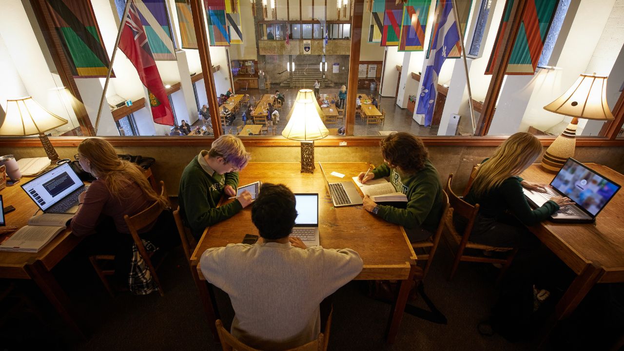 Students studying in Champlain College