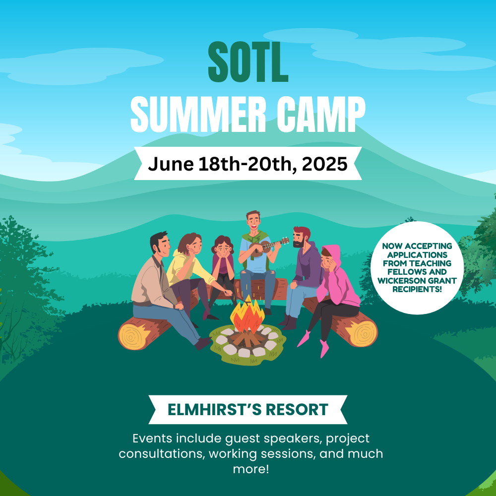 SOTL Poster with people gathered around a camp fire.